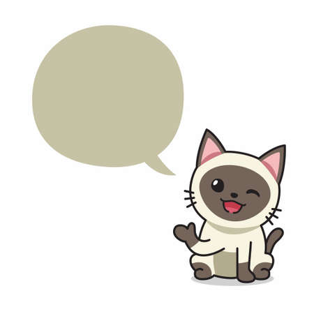 Cartoon character siamese cat with speech bubble for design.のイラスト素材