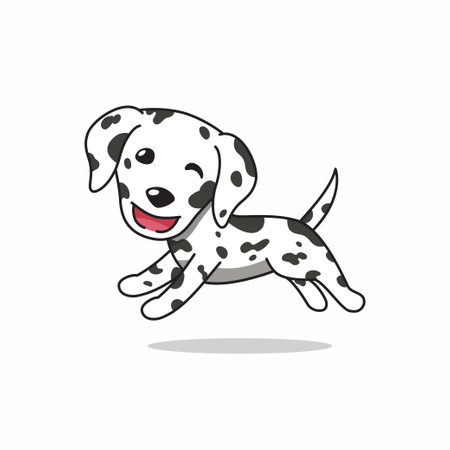 Vector cartoon character happy dalmatian dog running for design.のイラスト素材