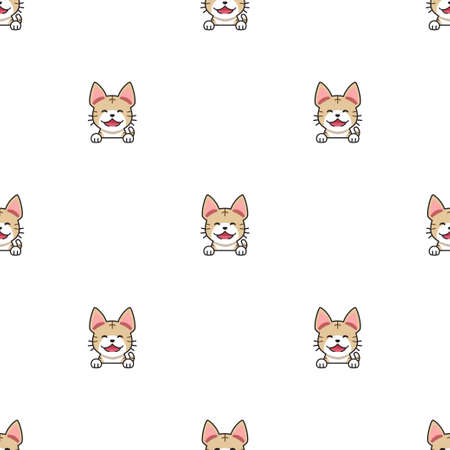 Cartoon character tabby cat seamless pattern background for design.のイラスト素材