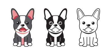 Vector cartoon set of French Bulldog for design.のイラスト素材