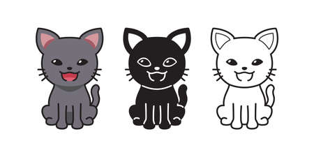 Vector cartoon set of character cute cat for design.のイラスト素材
