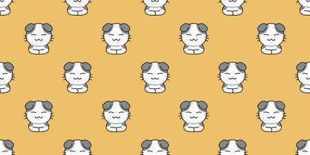 Vector cartoon cat seamless pattern background for design.のイラスト素材