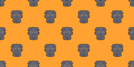 Cartoon cute gray cat seamless pattern background for design.のイラスト素材