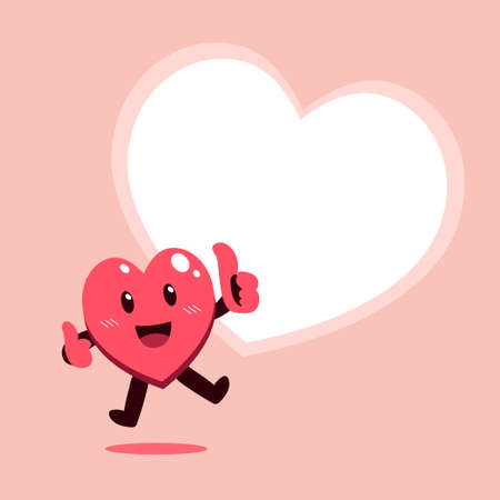 Vector cartoon heart character with speech bubble for design.のイラスト素材