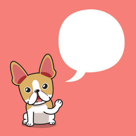 Cartoon character french bulldog with speech bubble for design.のイラスト素材