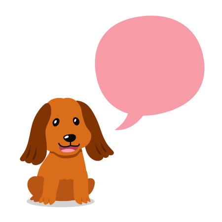 Cartoon character golden retriever dog with speech bubble for design.のイラスト素材