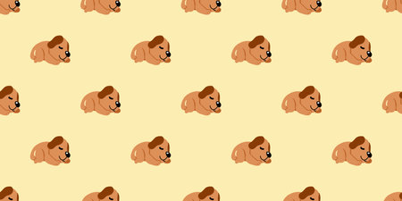Vector cartoon sleeping dog seamless pattern background for design.のイラスト素材