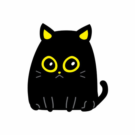 Vector illustration cartoon cute character black cat for design.のイラスト素材
