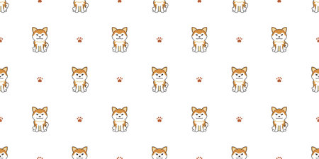 Cartoon character akita inu dog seamless pattern background for design.のイラスト素材