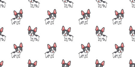 Vector cartoon french bulldog seamless pattern background for design.のイラスト素材