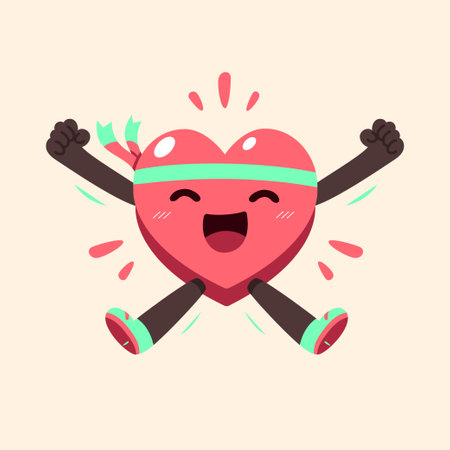 Vector cartoon cute healthy and happy heart character for design.のイラスト素材