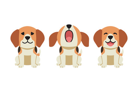Set of vector cartoon character cute beagle dog for design.のイラスト素材