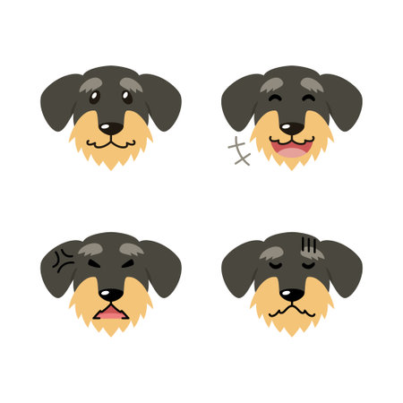 Set of character cute dog faces showing different emotions for design.のイラスト素材