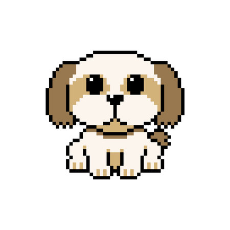 Pixel art cute shih tzu dog vector in retro style for design.のイラスト素材