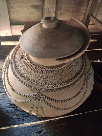 Traditional pottery in the old village of Bagan, Myanmar.の写真素材