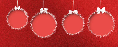Abstract cutted paper design Christmas ball on red backgroundの写真素材