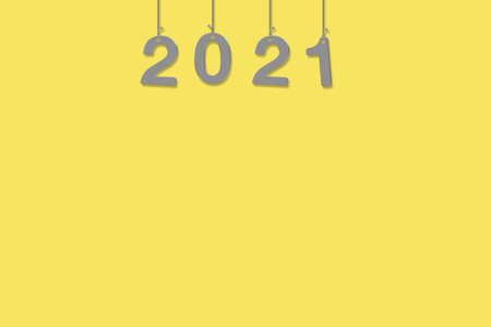 Blank illustration of 2021 on yellowの写真素材