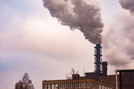 plumes of smoke from the pipes of the metallurgical plant.の写真素材