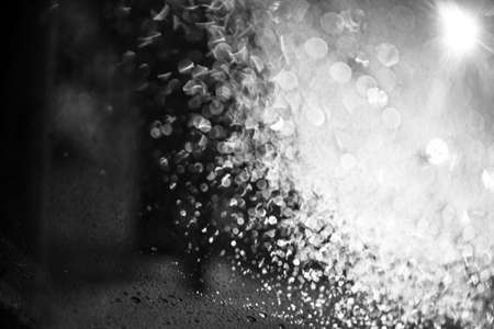 Water drops Rain drops on black backgroundの写真素材