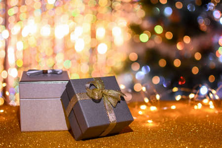 New Years golden bokeh background with lights. mock upの写真素材