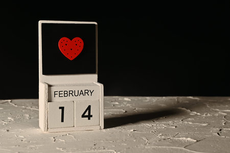 Valentines Day with a wooden block calendar. mock up