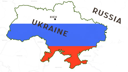 Ukraine lost the war to Russia. Recoupment by Russian troops of Ukraine.の写真素材