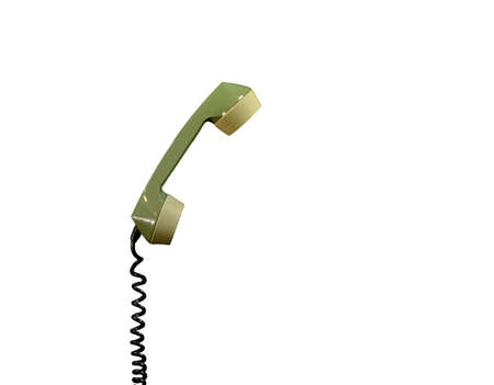 the telephone receiver of an old retro phone. isolated on a white backgroundの写真素材