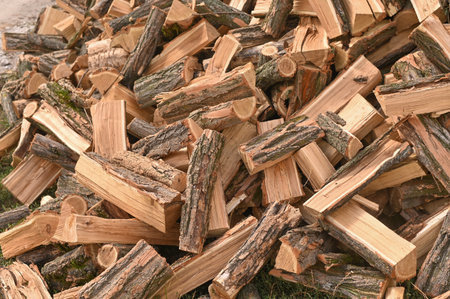 Pile of firewood logs. Firewood background.の写真素材