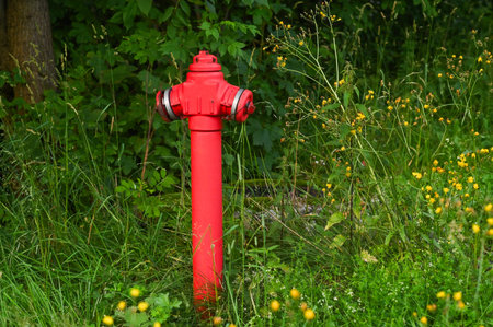 red fire hydrant in the green grass