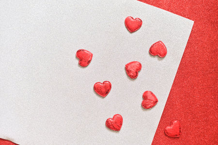red hearts on a white background. layout and mock upの写真素材