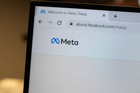 Tallinn, Estonia . Nov 2, 2021: Facebook changes its name to Meta. Facebook web address now displays Meta .のeditorial素材