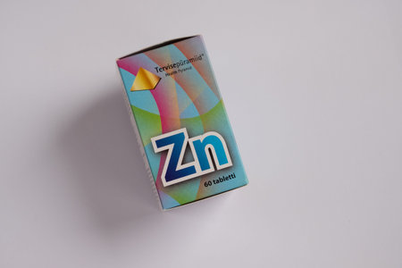 Tallinn, Estonia - 02.08.2022: Zinc tablets by TervisepÃ¼ramiid (Health Pyramid). Zinc is  essential mineral for body, considered also âbeauty mineralâ. Food supplement.のeditorial素材