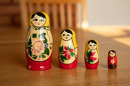 Set of traditional Russian wooden babushka dolls - matrioshka.の写真素材