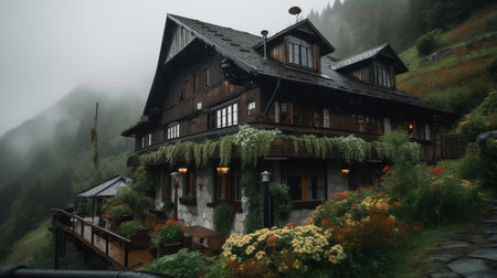 An ancient inn located on a mountainside 9の素材