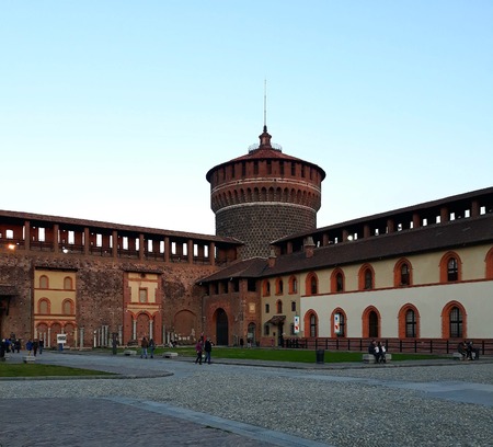 One Of The Towers Of The Sforza Castle In Milanのeditorial素材