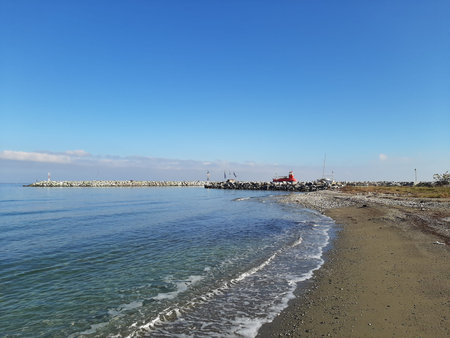 Panorama from Platamon beach in Greece.