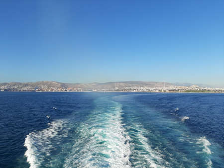 Leaving the port of Piraeus with ferry, Greece.の写真素材