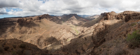 A beautiful mountain and forest scape panorama in Gran Canaria view mountains in canary Islands, Spain の写真素材