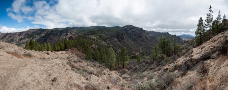 A beautiful mountain and forest scape panorama in Gran Canaria view mountains in canary Islands, Spain の写真素材