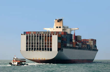Container ship in Hong Kongの写真素材