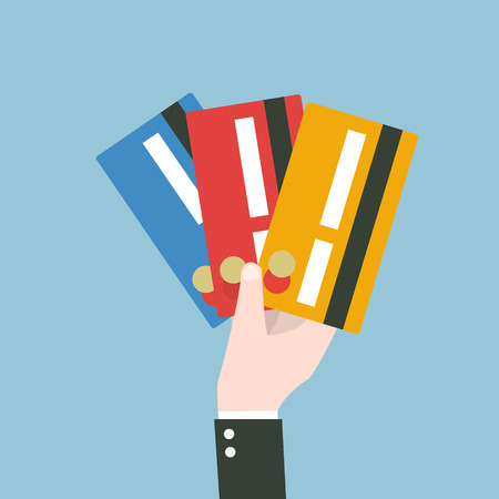 Businessman hand holding credit card , eps10 vector format, flat designのイラスト素材