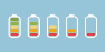 Battery Indicator Icons, flat design, vector EPS10.のイラスト素材