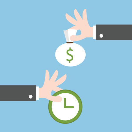 Swap money for time. flat designのイラスト素材