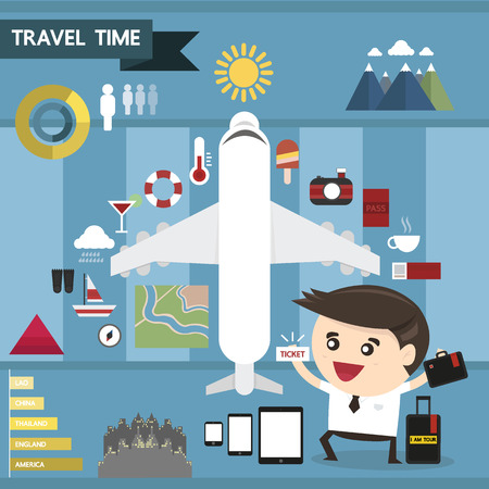 Travel infographic flat design, vector illustrationのイラスト素材