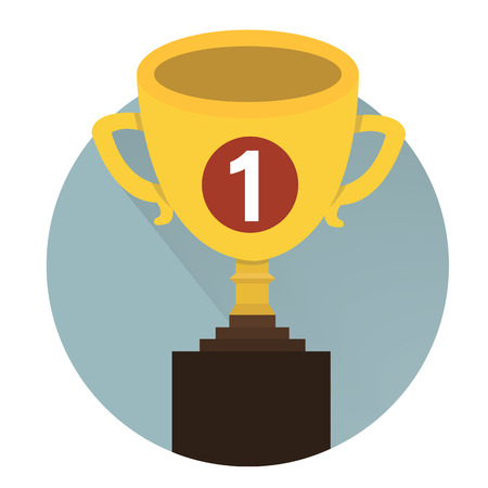 Trophy Cup Flat Icon with Long Shadow, flat designのイラスト素材