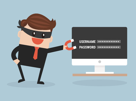 Hacker stealing sensitive data as passwordsのイラスト素材