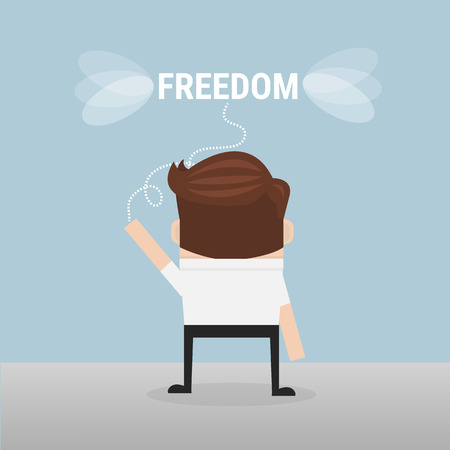businessman reaches out for freedom.のイラスト素材