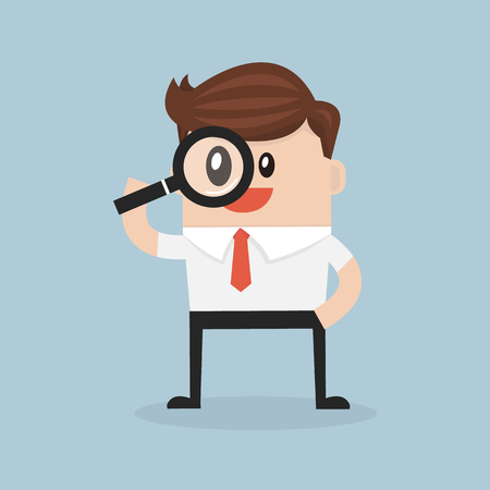 Businessman looking through a magnifying glassのイラスト素材
