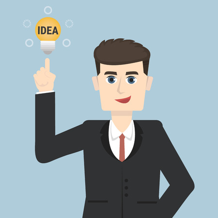 Business situation. Businessman get a new idea. Vector illustration.のイラスト素材