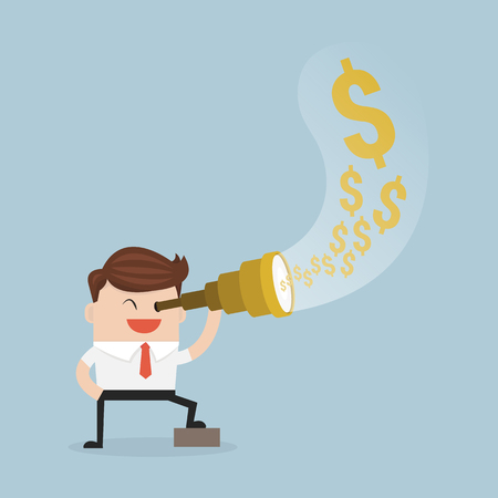 Businessman using telescope see moneyのイラスト素材